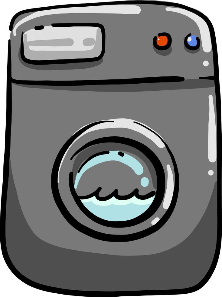 grå tvättmaskin, illustration, vektor på vit bakgrund