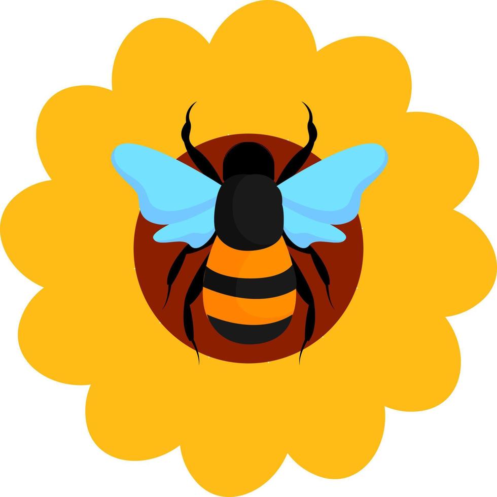 Biene auf Blume, Illustration, Vektor auf weißem Hintergrund.