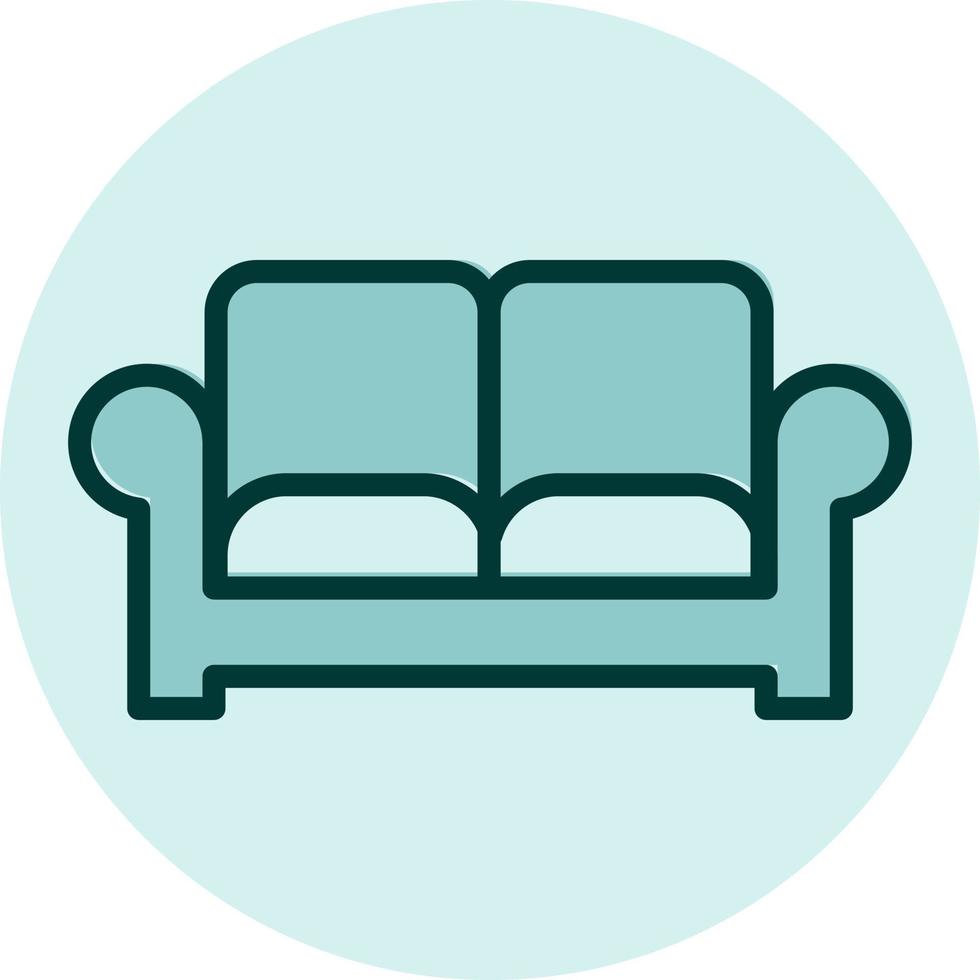blå soffa, illustration, vektor på en vit bakgrund.