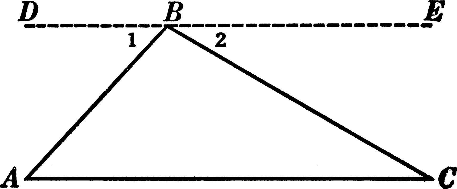 belopp av vinklar i triangel sats, årgång illustration. vektor