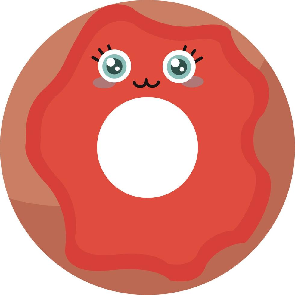 süßer roter Donut, Illustration, Vektor auf weißem Hintergrund