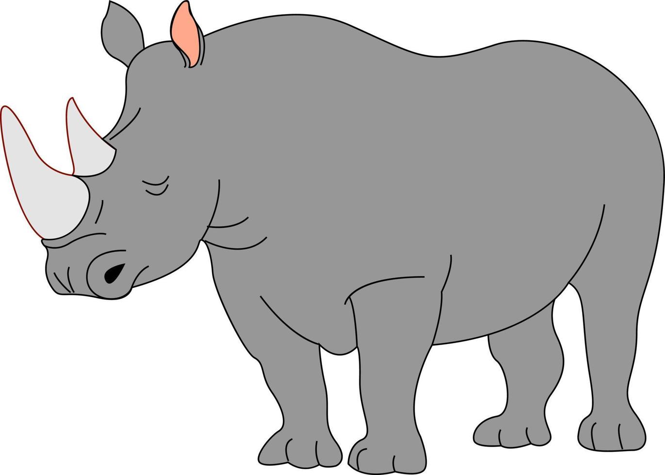 ausgewachsenes Nashorn, Illustration, Vektor auf weißem Hintergrund.