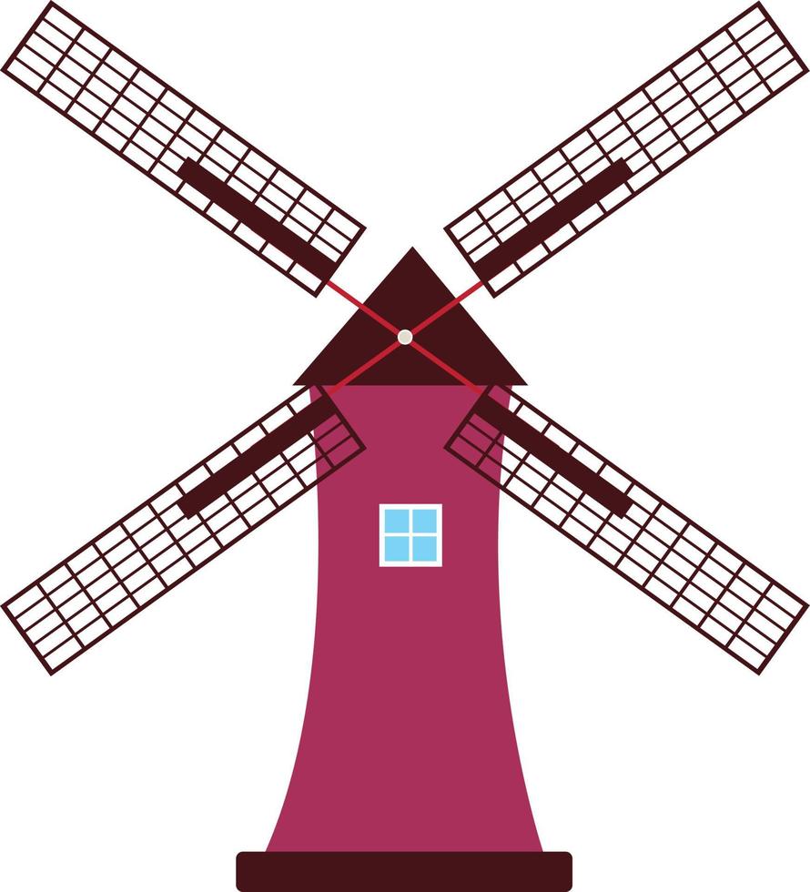 Lila Windmühle, Illustration, Vektor auf weißem Hintergrund.