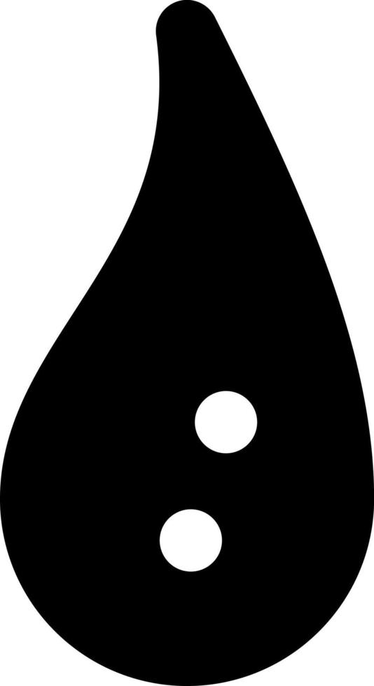 schwarzer Tropfen mit zwei weißen Punkten nahe beieinander, Illustration, Vektor auf weißem Hintergrund.