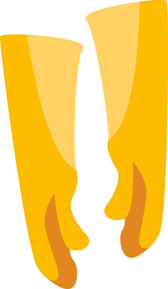 gelbe Gummihandschuhe, Illustration, Vektor auf weißem Hintergrund.