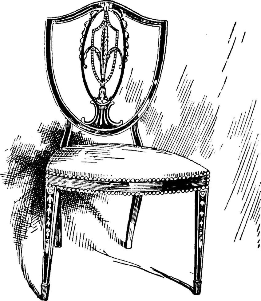 Hepplewhite-Stuhl 3, Vintage-Illustration. vektor
