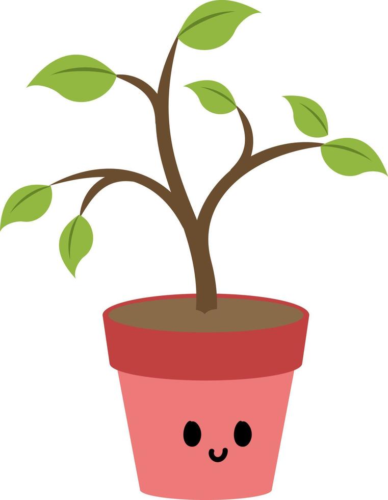Pflanze in rosa Topf, Illustration, Vektor auf weißem Hintergrund.