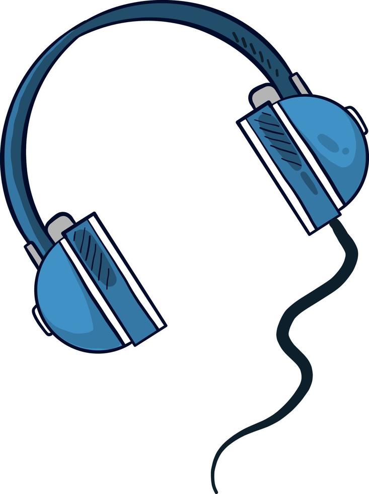 blå hörlurar, illustration, vektor på vit bakgrund.