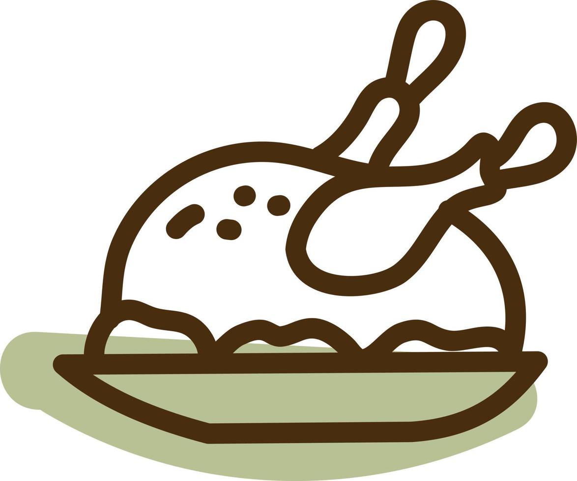 Herbst-Hähnchen-Abendessen, Illustration, Vektor, auf weißem Hintergrund. vektor