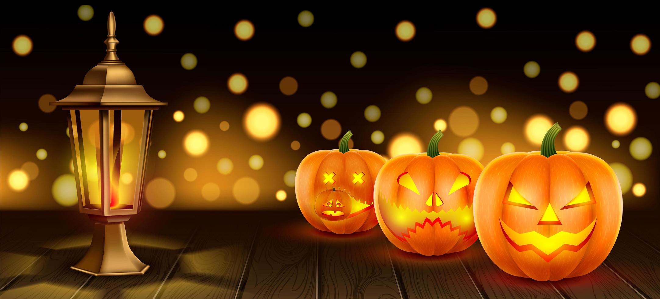 halloween pumpa och lykta banner vektor