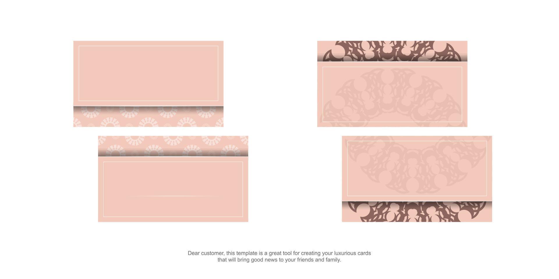 rosa vykort med en lyxig prydnad för din grattis. vektor