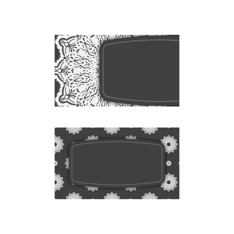 schwarze Visitenkarte mit weißen Vintage-Ornamenten für Ihre Marke. vektor
