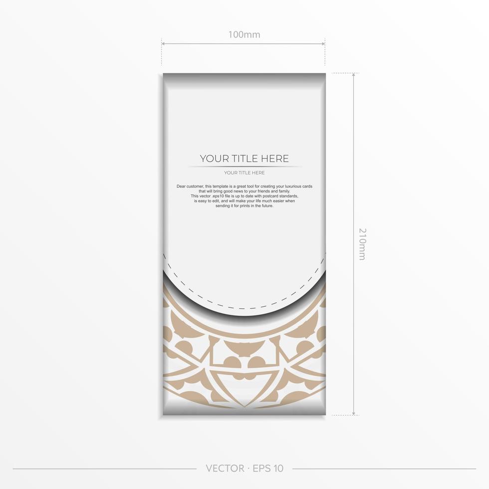 weiße Farben der luxuriösen Vektordesign-Postkarte mit Mustern. einladungskartendesign mit platz für ihren text und abstraktes ornament. vektor