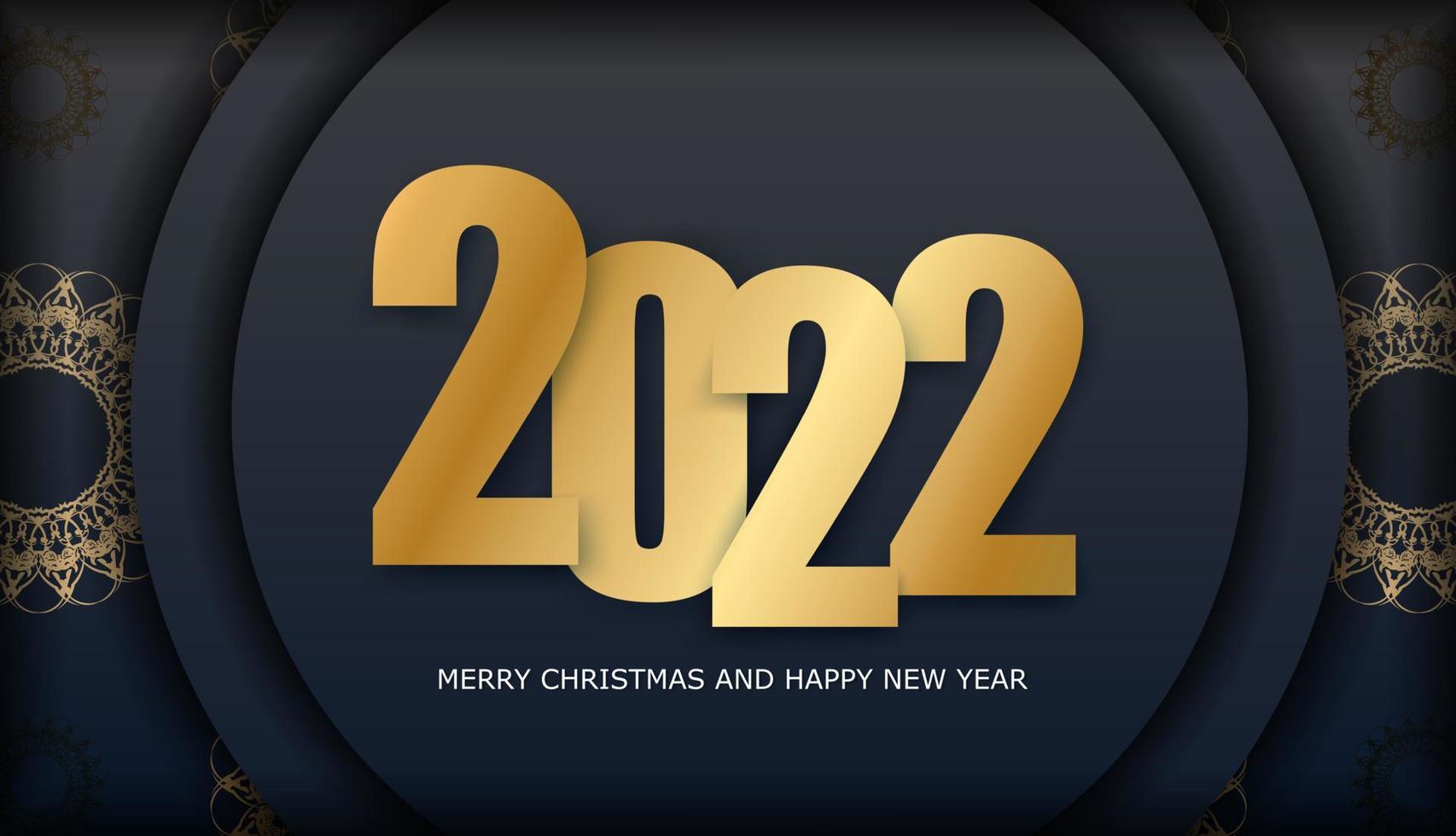 2022 Broschüre frohes neues Jahr schwarz mit Wintergoldverzierung vektor
