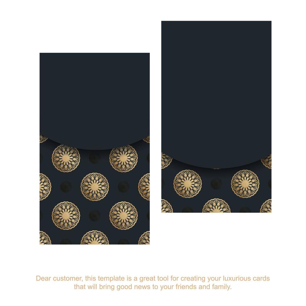schwarze Visitenkarte mit Vintagem braunem Muster für Ihr Geschäft. vektor