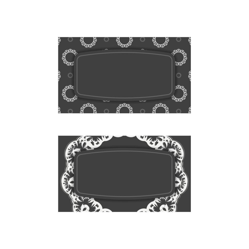 visitenkarte in schwarz mit indischen weißen ornamenten für ihre kontakte. vektor