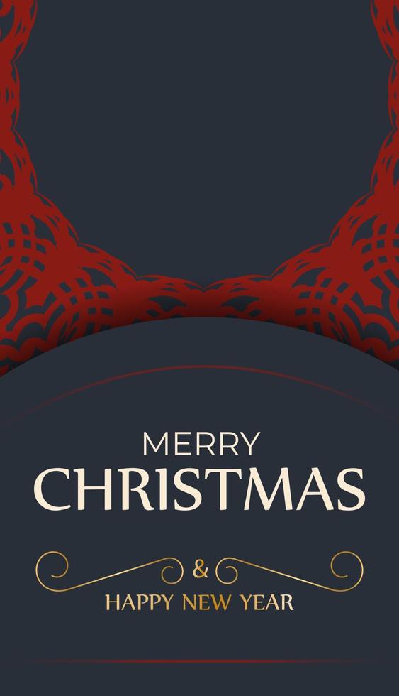glad jul skriva ut redo grå kort design med vinter- ornament. Lycklig ny år affisch mall och röd mönster. vektor