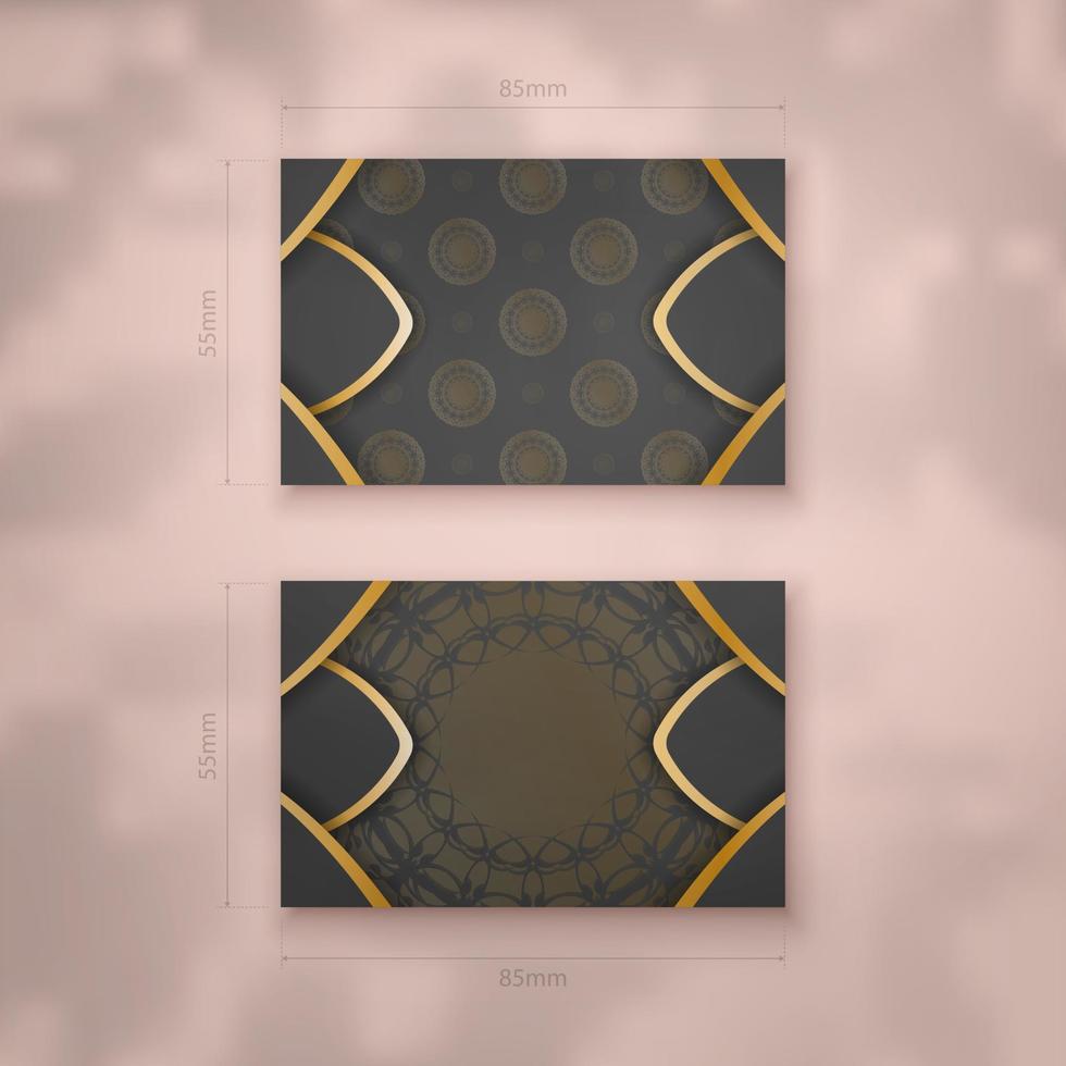 repräsentative visitenkarte im schwarz mit abstraktem goldmuster für ihr geschäft. vektor