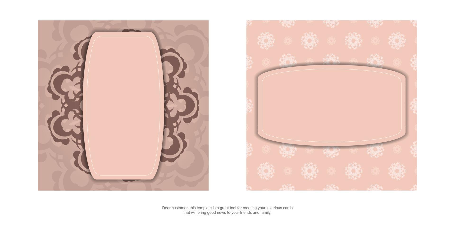 Pinkfarbener Flyer mit indischem Muster für Ihre Marke. vektor