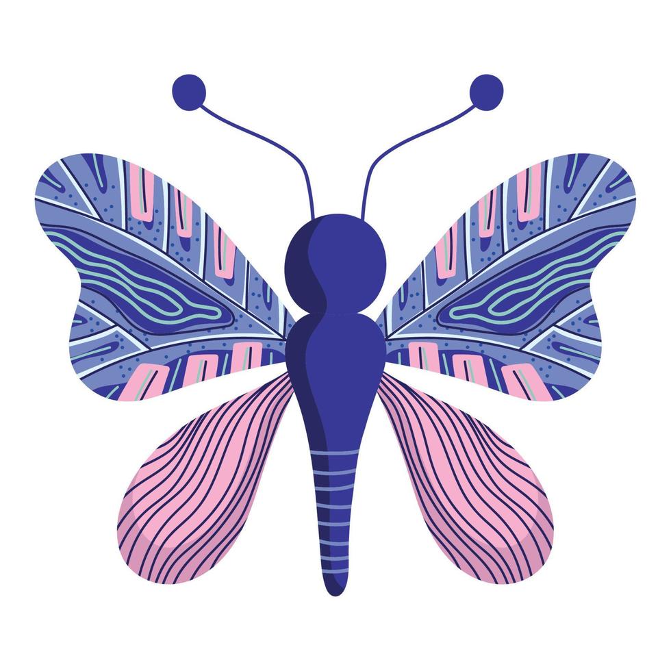 Schmetterlingsinsektentier, abstrakte Druckflügeldekoration auf weißem Hintergrund vektor