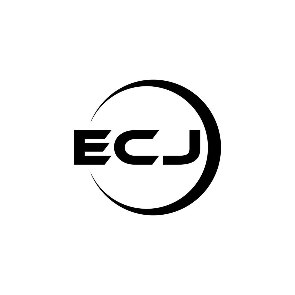 ecj brev logotyp design i illustration. vektor logotyp, kalligrafi mönster för logotyp, affisch, inbjudan, etc.