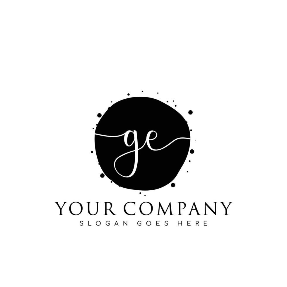 första gE skönhet monogram och elegant logotyp design, handstil logotyp av första signatur, bröllop, mode, blommig och botanisk med kreativ mall. vektor