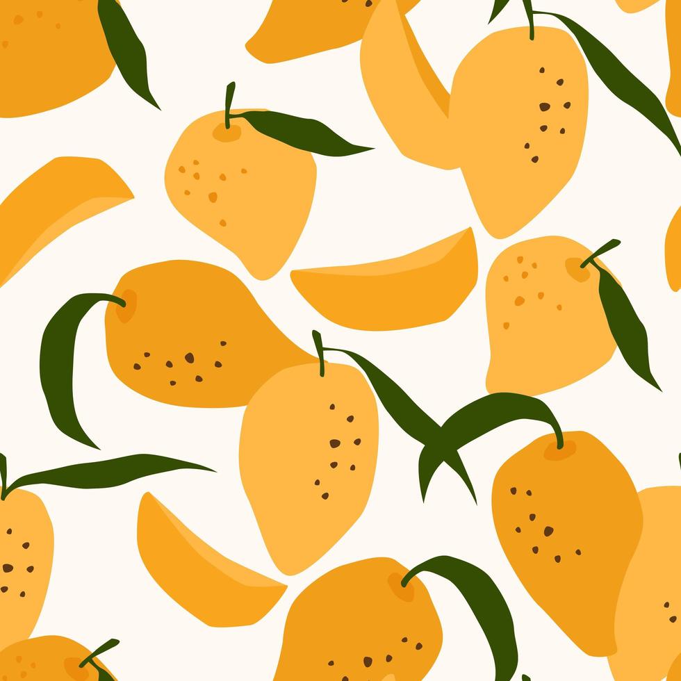 sömlösa mönster med mango handritad vektor