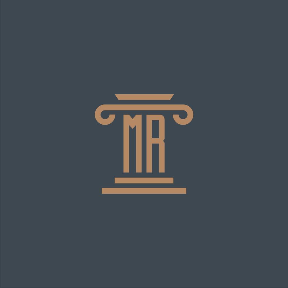 herr initiales monogramm für kanzleilogo mit säulendesign vektor