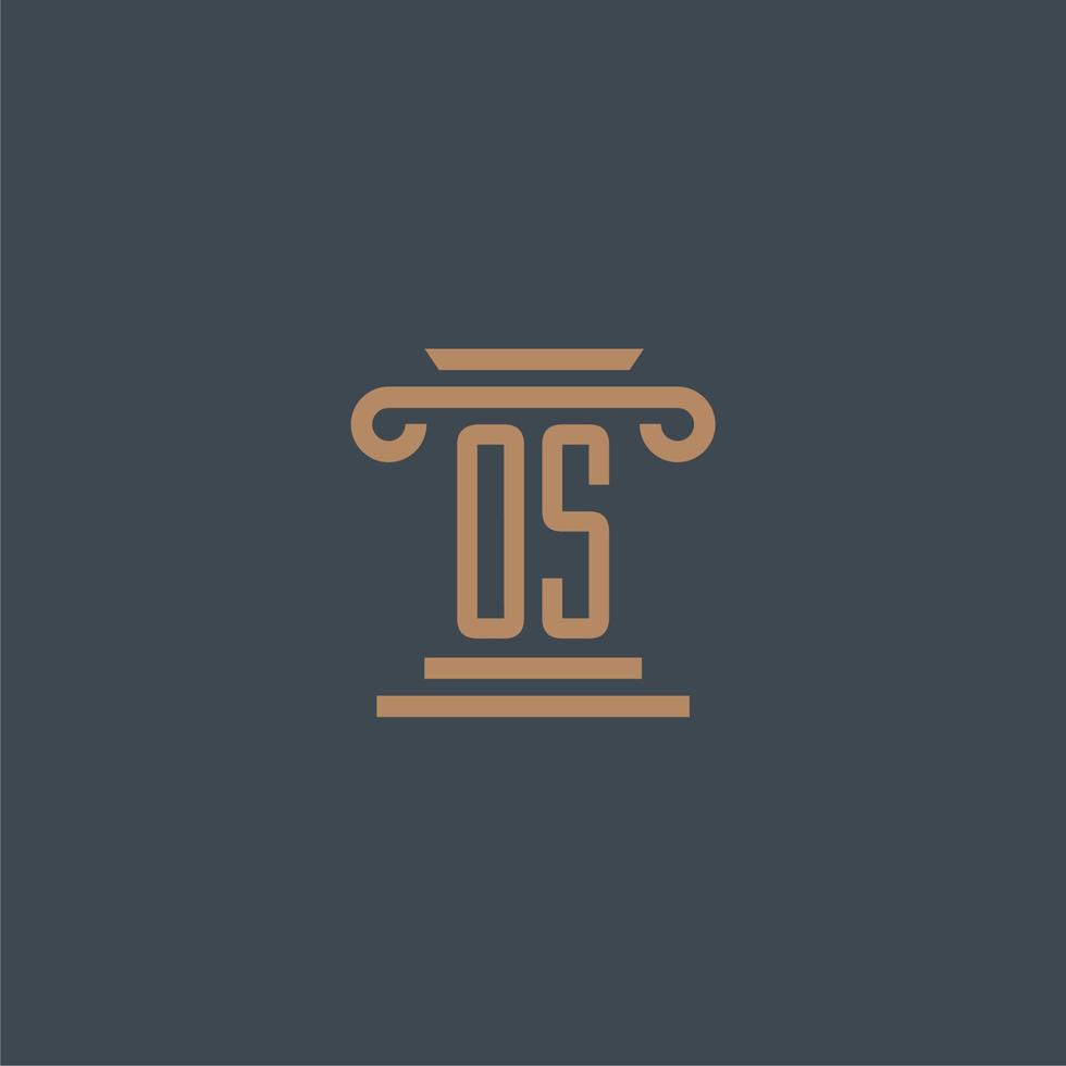 os första monogram för advokatbyrå logotyp med pelare design vektor