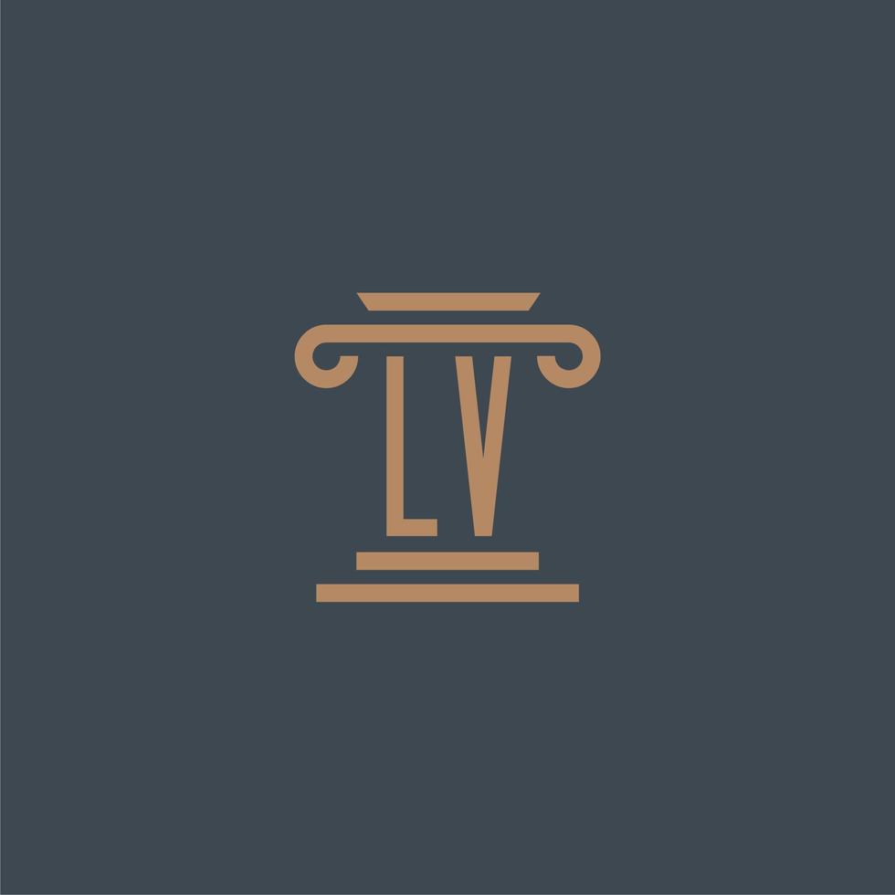 lv första monogram för advokatbyrå logotyp med pelare design vektor