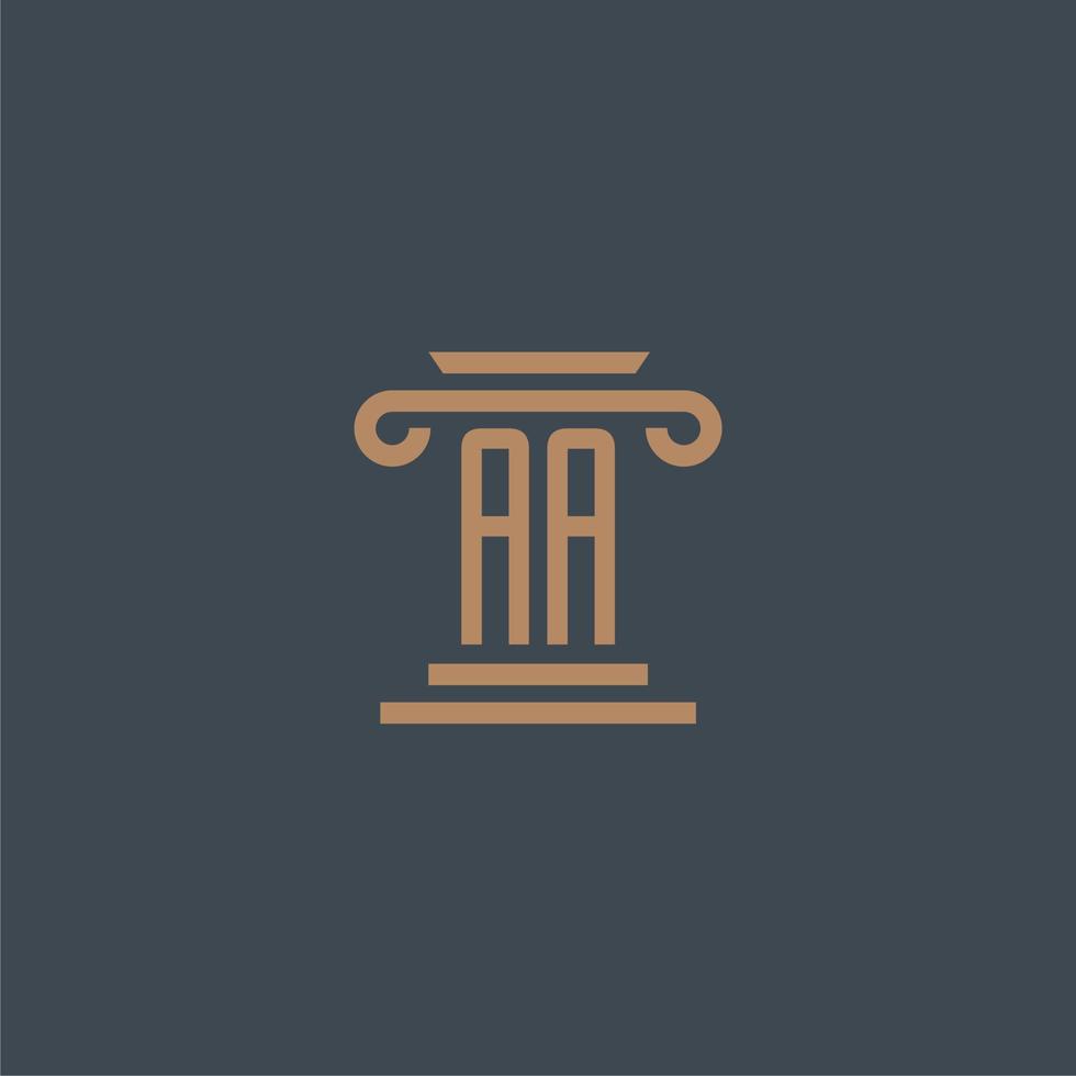aa Anfangsmonogramm für Anwaltskanzleilogo mit Säulendesign vektor