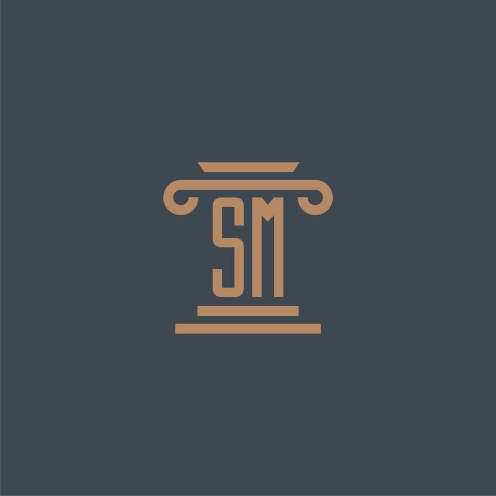 sm första monogram för advokatbyrå logotyp med pelare design vektor