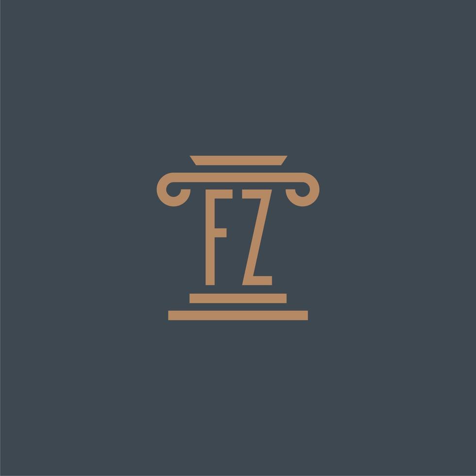 F Z första monogram för advokatbyrå logotyp med pelare design vektor