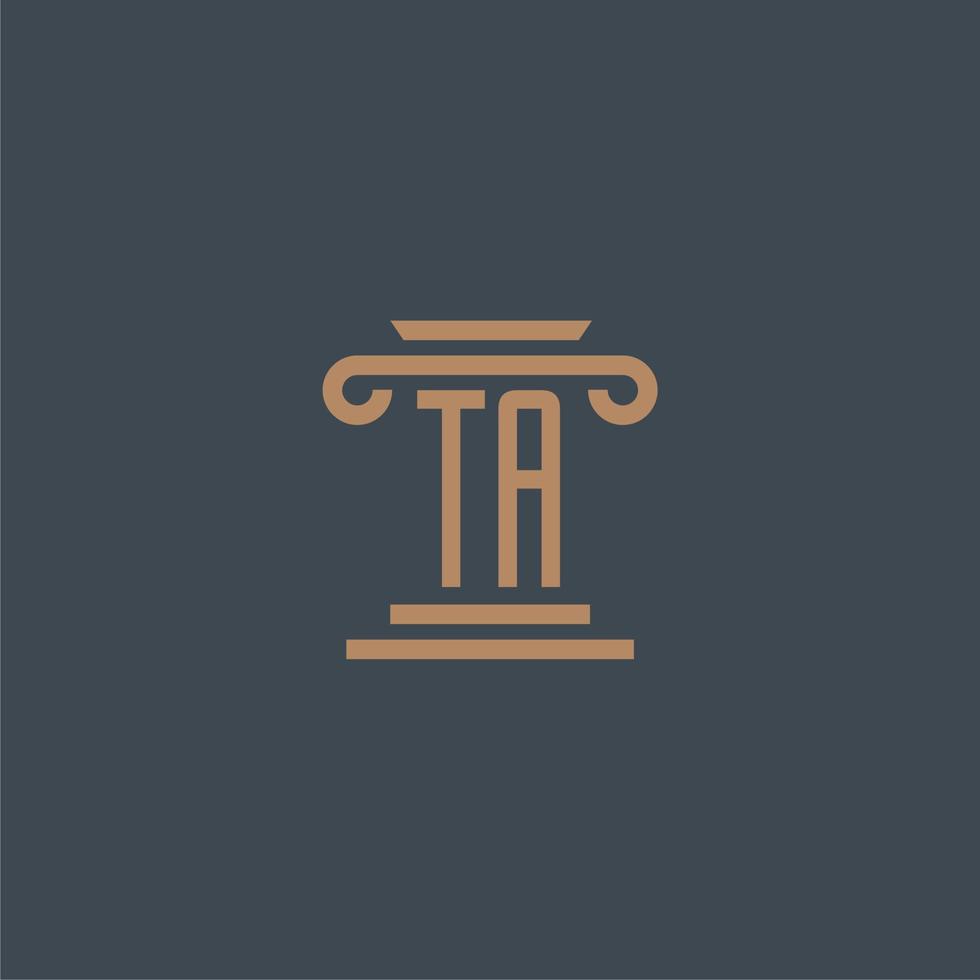 ta första monogram för advokatbyrå logotyp med pelare design vektor