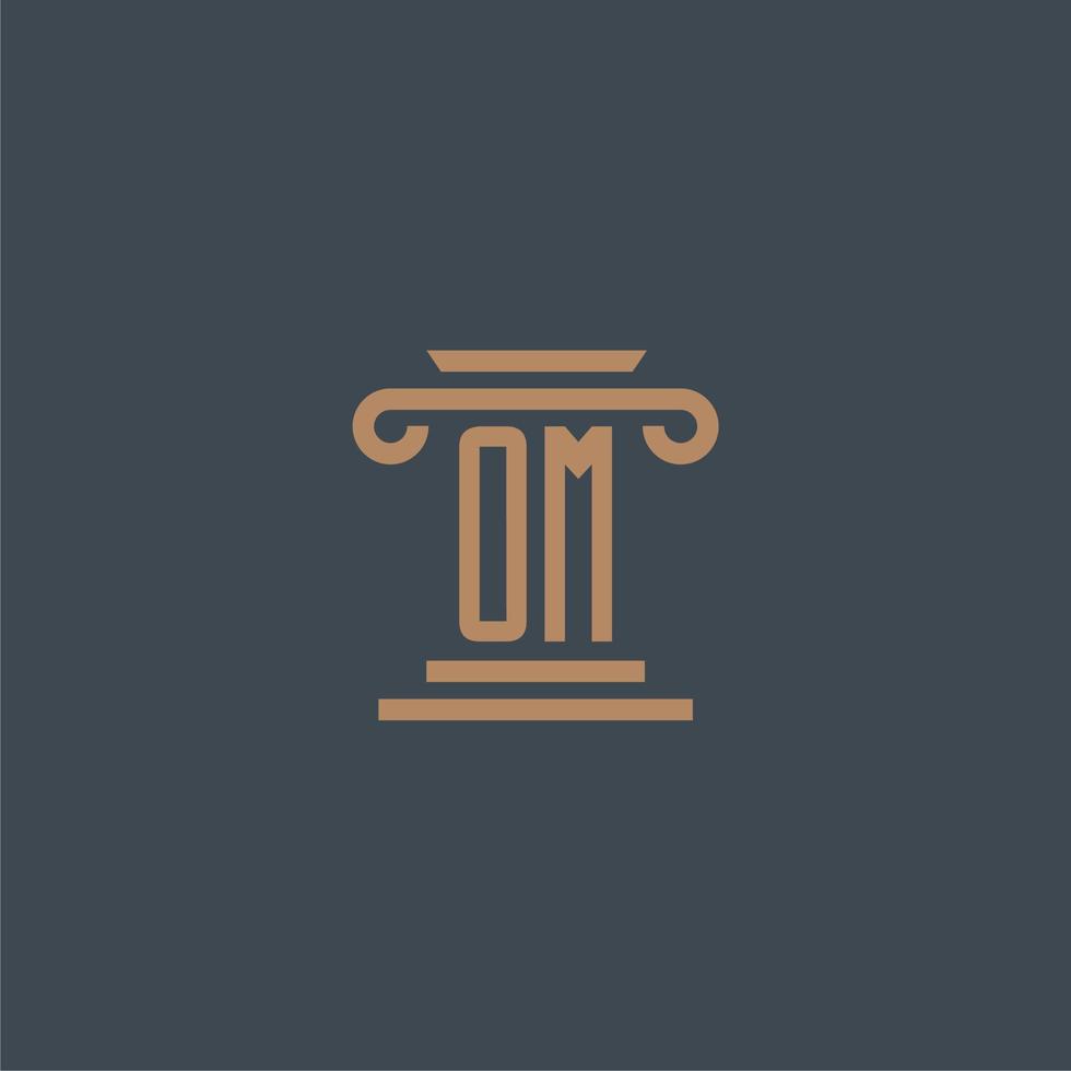 Om-Anfangsmonogramm für Anwaltskanzlei-Logo mit Säulendesign vektor