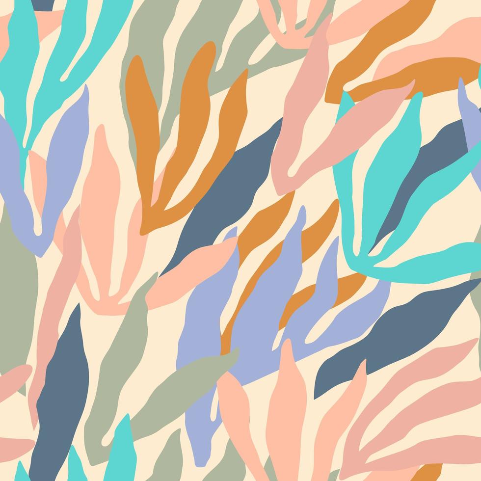 konstnärligt sömlöst mönster med abstrakta blad vektor