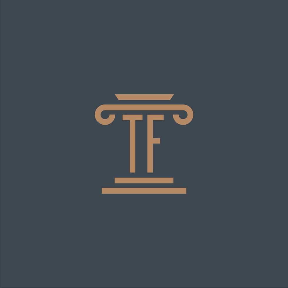 tf första monogram för advokatbyrå logotyp med pelare design vektor