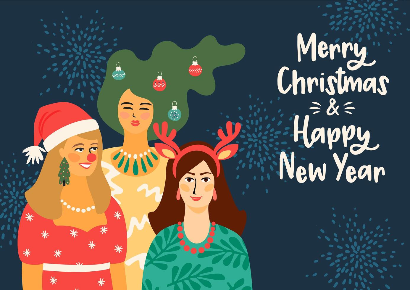 jul och nyår gratulationskort design vektor