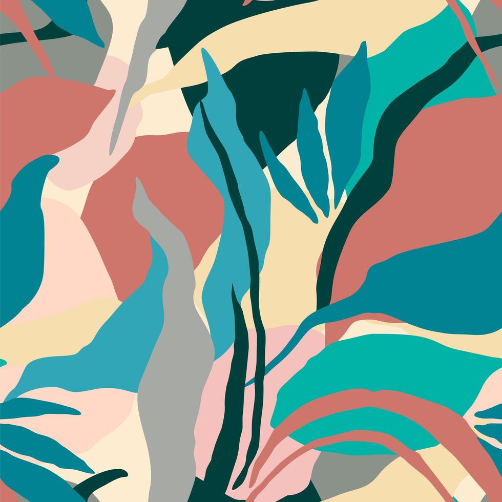 künstlerisches nahtloses Muster mit abstrakten Blättern vektor
