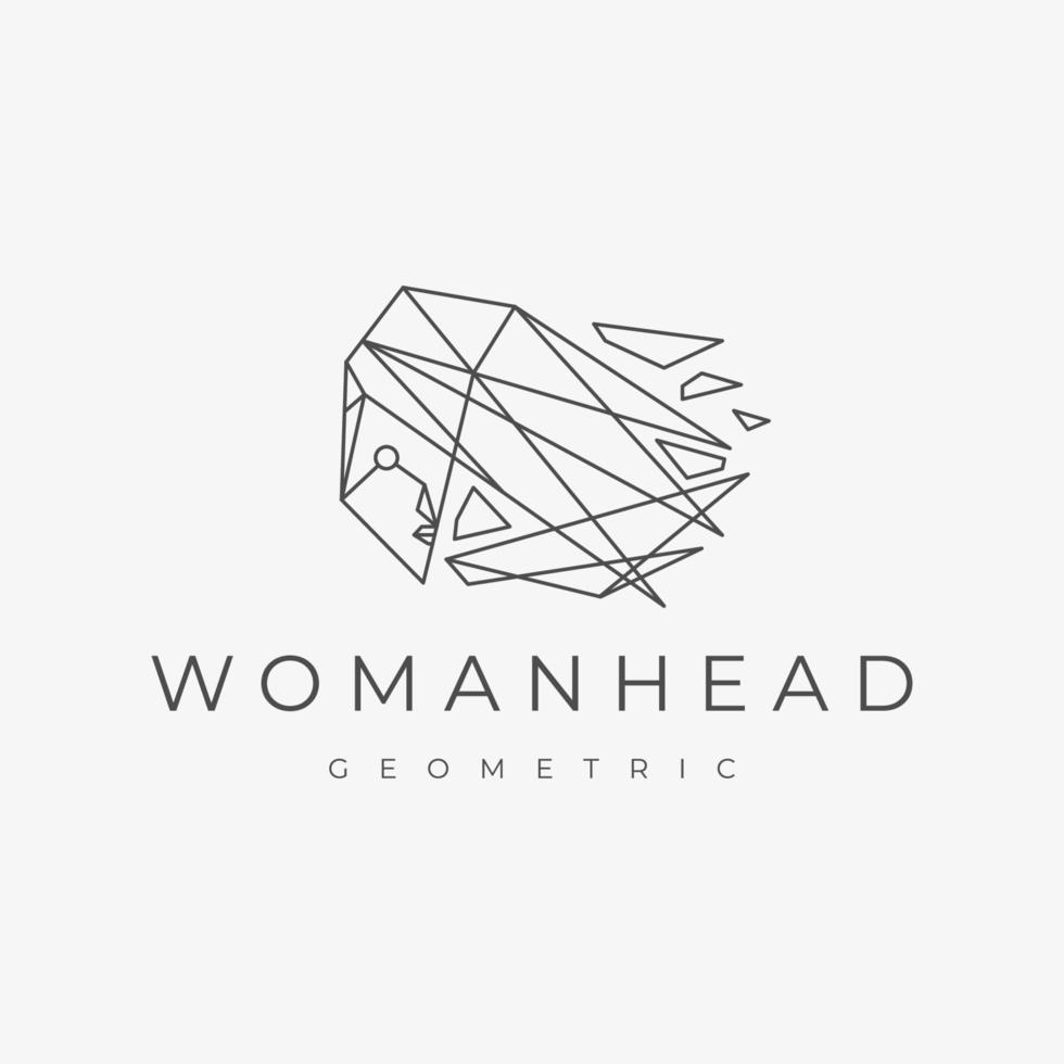 kvinna huvud geometrisk logotyp design mall vektor