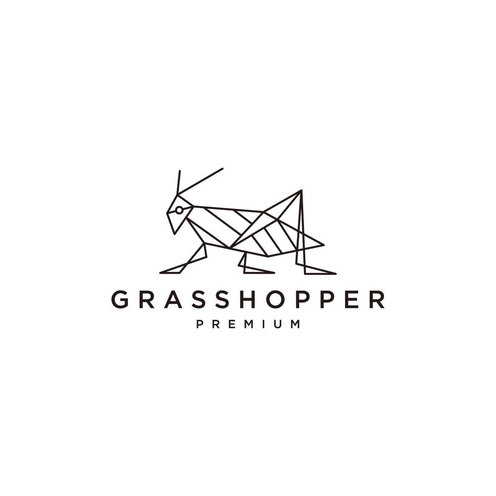 gräshoppa geometrisk polygonal logotyp vektor ikon design mall