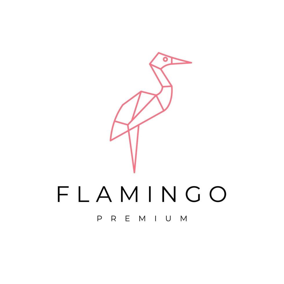 Flamingo geometrische polygonale Logo-Vektor-Icon-Design-Vorlage vektor