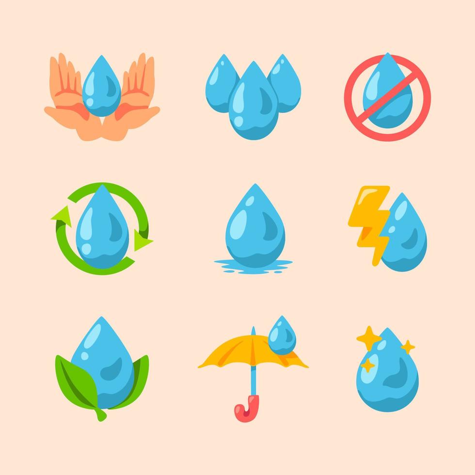 Wasser-Icon-Set vektor