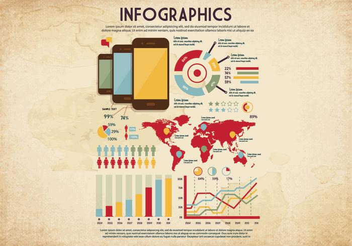 Vintage-stil Infographic Memo Vector