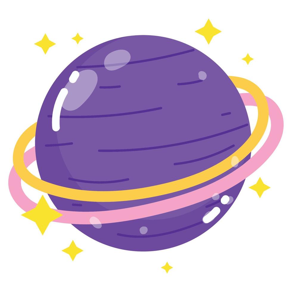 planet saturn weltraumgalaxie astronomie im cartoon-stil vektor