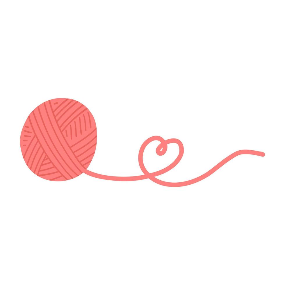 färgrik garn boll framställning hjärta form. hand dragen vektor illustration av stickning förnödenheter, hobby föremål, handarbete, fritid tid begrepp