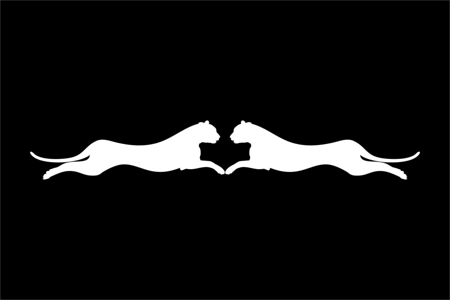 silhuett av de Hoppar par av de vild katt, tiger, leopard, panter, gepard, jaguar, puma och stor katt familj, för logotyp, piktogram, hemsida, eller grafisk design element. vektor illustration
