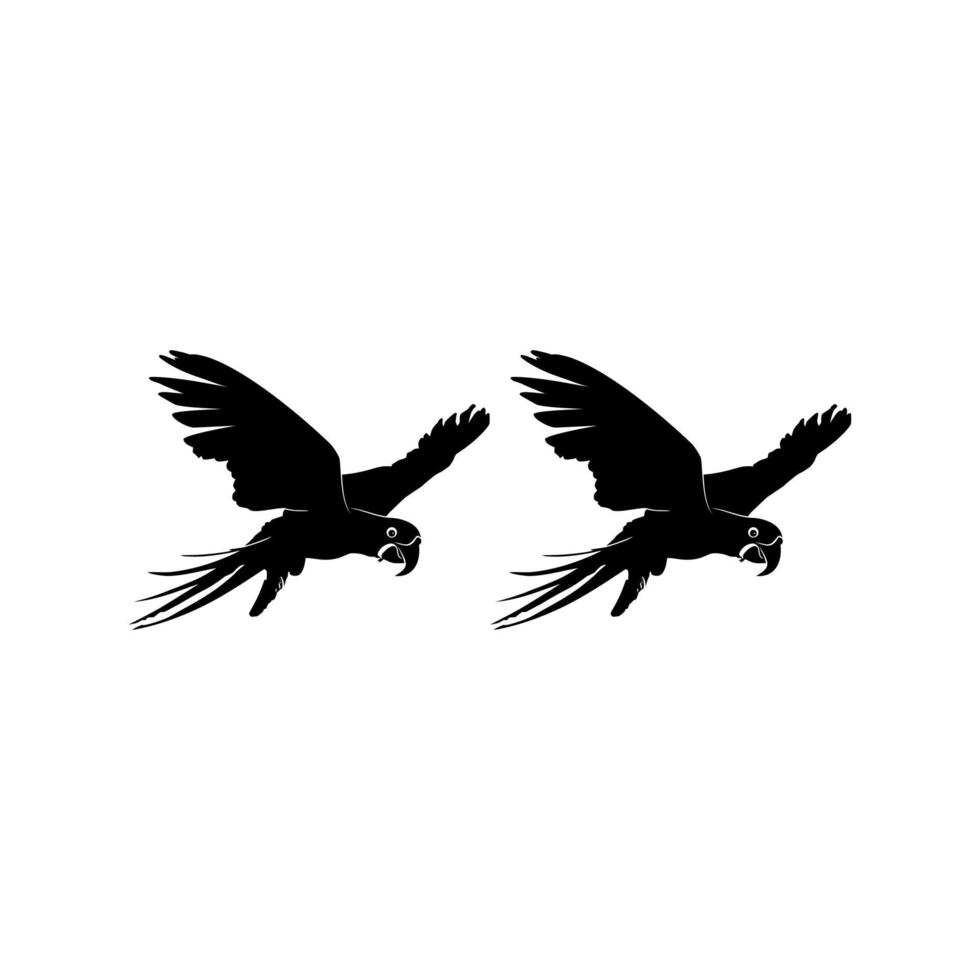 flygande par av de ara fågel silhuett för logotyp, piktogram, konst illustration, hemsida eller grafisk design element. vektor illustration