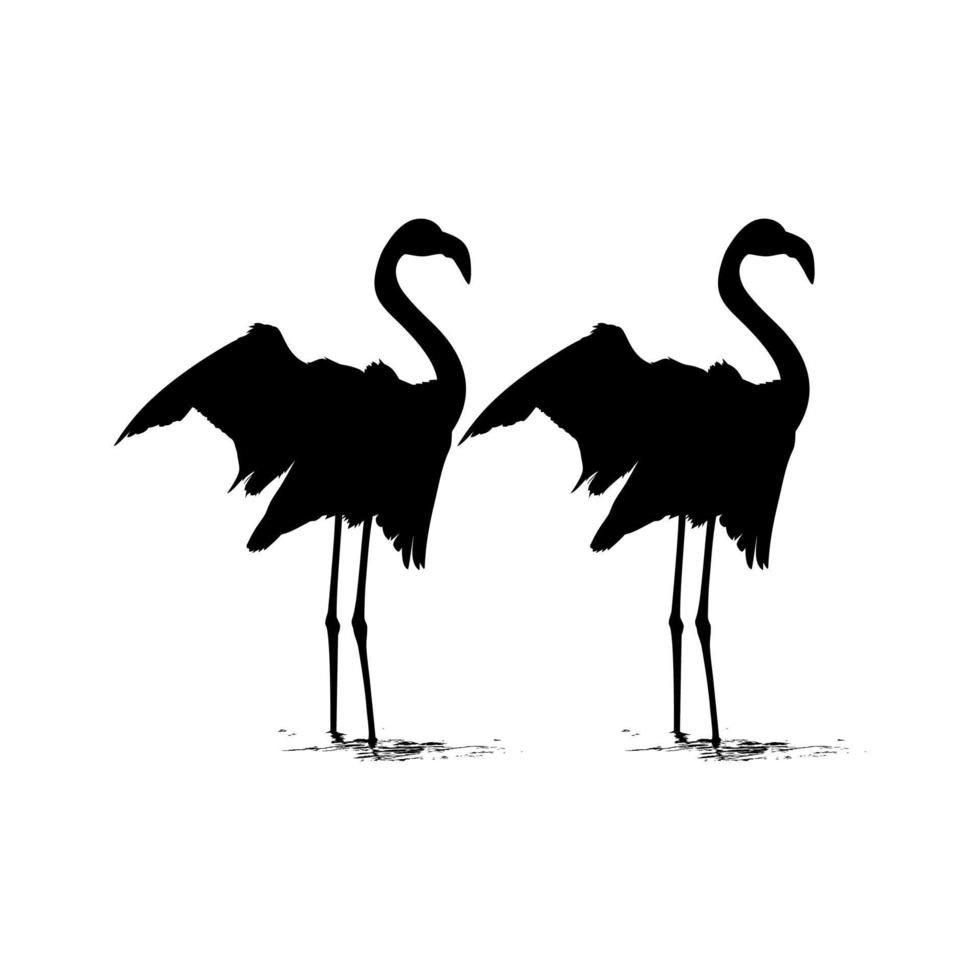 Paar der tanzenden Flamingo-Silhouette für Symbol, Symbol, Logo, Kunstillustration, Piktogramm, Website oder Grafikdesignelement. Vektor-Illustration vektor