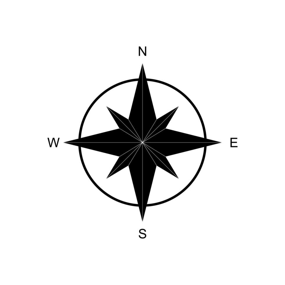 Kompass-Silhouette für Symbol, Symbol, Apps, Website, Piktogramm, Kunstillustration oder Grafikdesignelement. Vektor-Illustration vektor